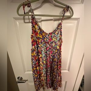 Bloomingdales Aqua Floral Tie Strap Dress